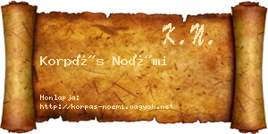 Korpás Noémi névjegykártya