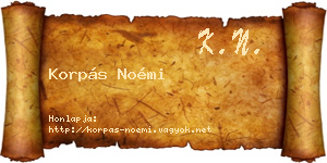 Korpás Noémi névjegykártya